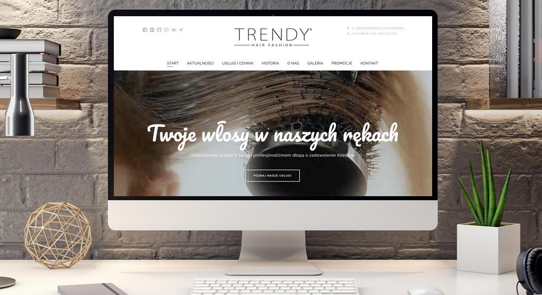 Strona internetowa salonu fryzjerskiego Trendy Hair Fashion w Katowicach